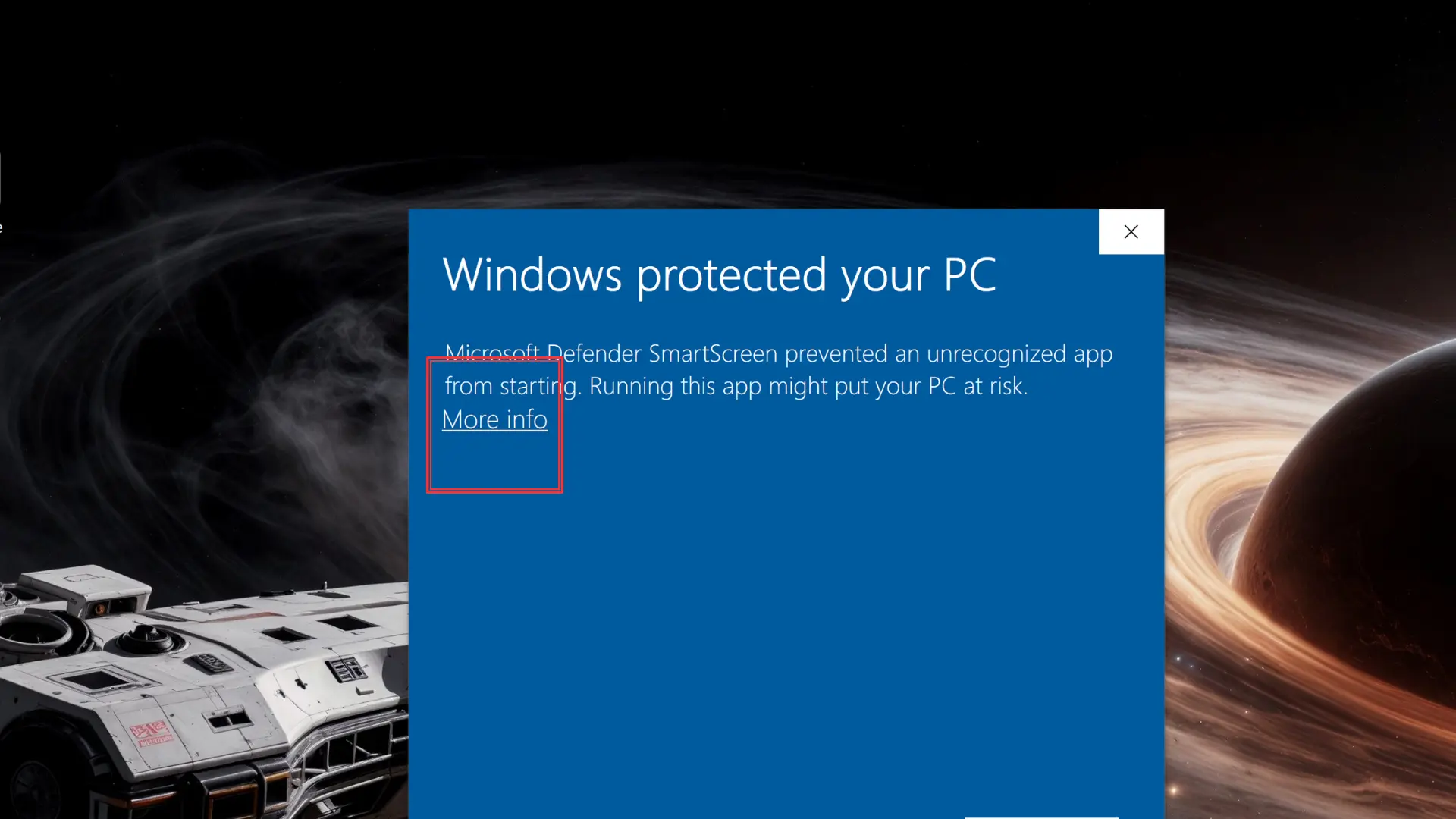 Windows SmartScreen: Run anyway button